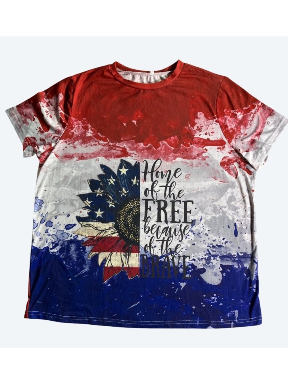 Patriotic Graphic Womens T-Shirt Home Of The Free Because Of The Brave 1XL - Picture 1 of 10